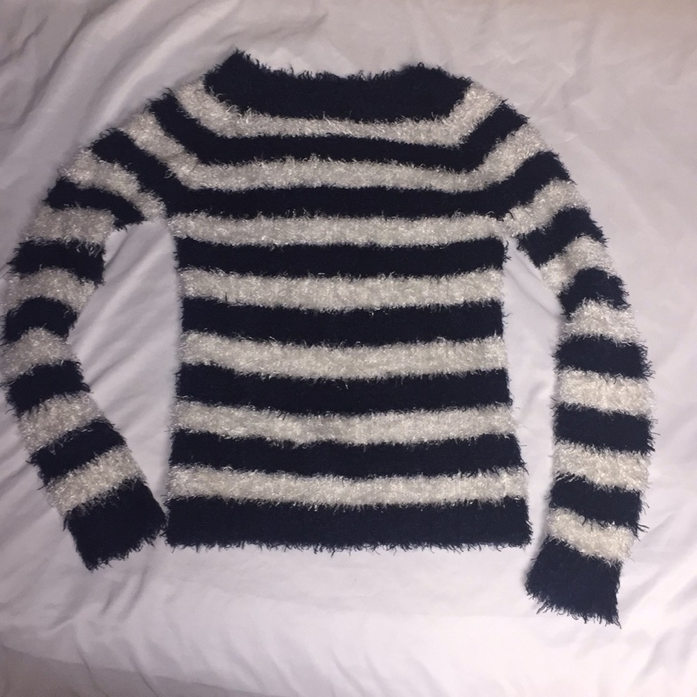 Blue and white soft sweater